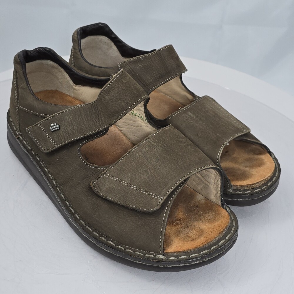 Finn Comfort Prevention Line Nubuck Leather Sandals Brown Unisex Size 41